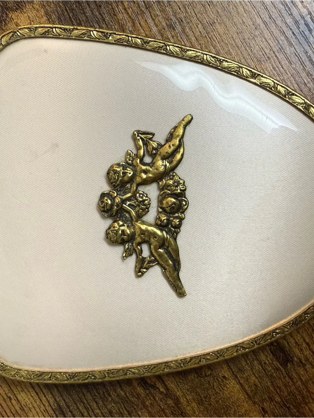 Vintage Gold Hand Mirror & Brush Set